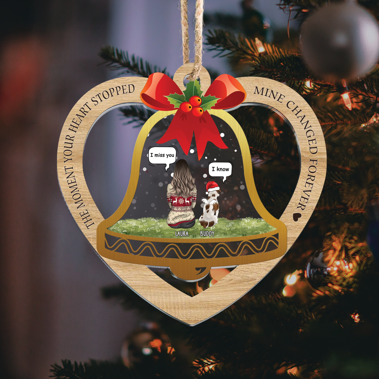 Personalized Dog&Cat  Memorial Heart Shape Printed Acrylic Ornament, Holiday Gift For Dog Lovers DUNG-DIEP