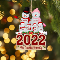 Thumbnail for Personalized 2022 Snowman Family Gift Printed Acrylic Ornament, Customized Holiday Ornament DUNG-DIEP