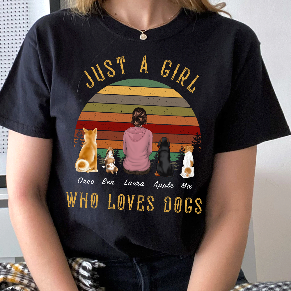 Personalized Just A Girl Who Loves Dogs T-Shirt, Gift for Dog Mom CustomCat-Dung-Diep