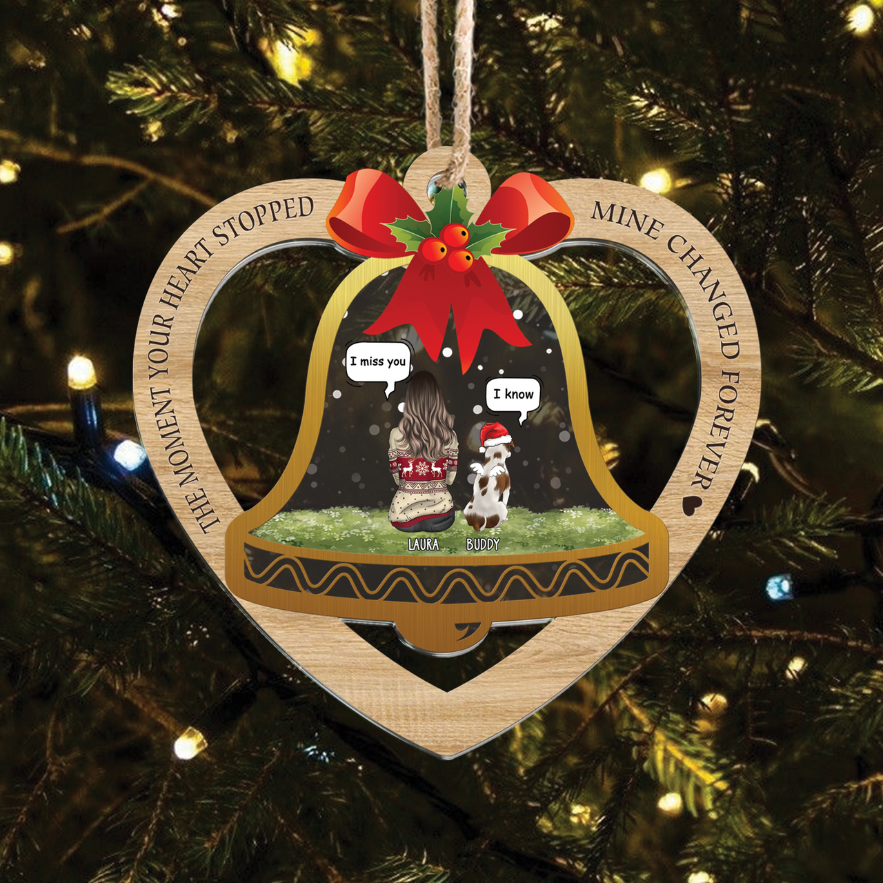 Personalized Dog&Cat  Memorial Heart Shape Printed Acrylic Ornament, Holiday Gift For Dog Lovers DUNG-DIEP