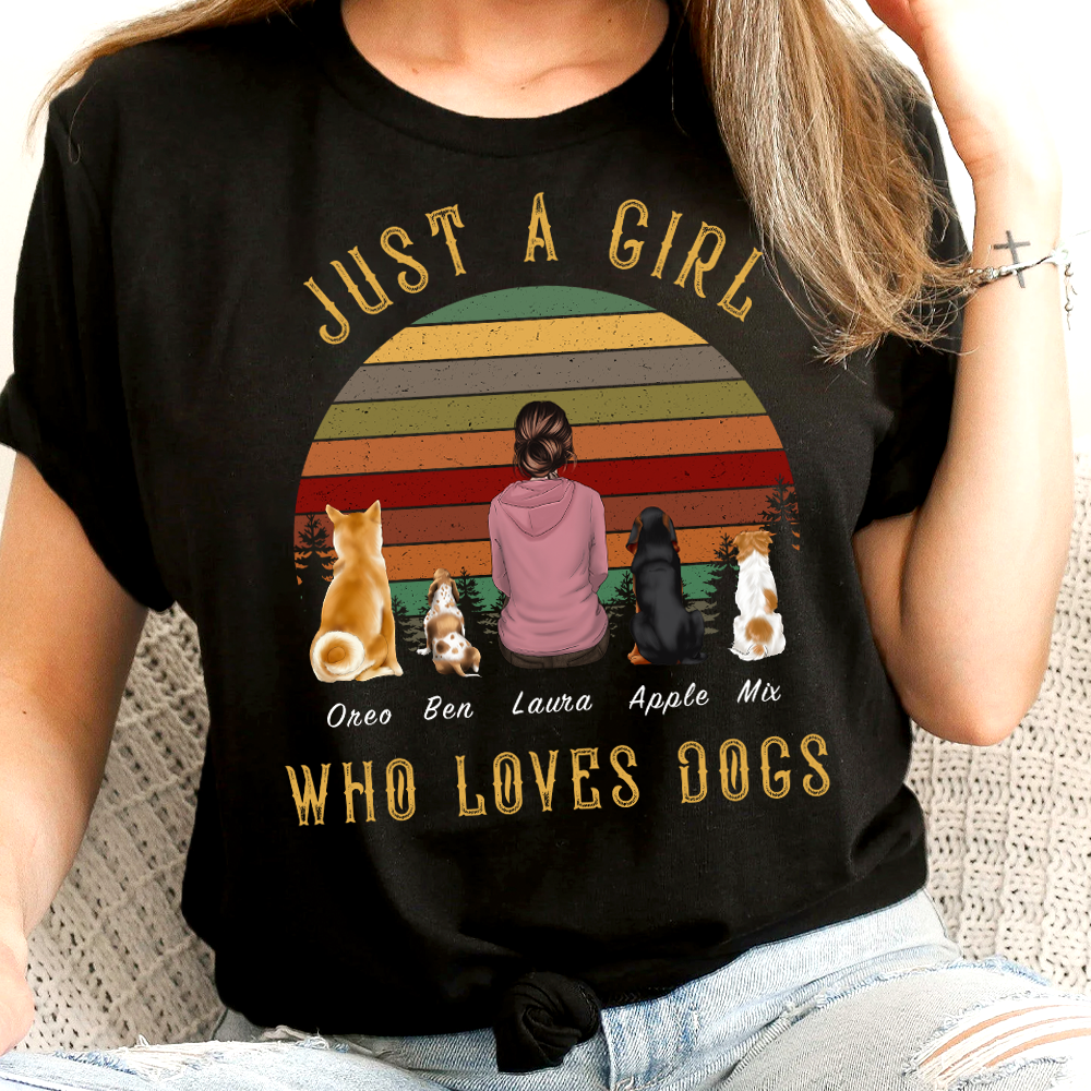 Personalized Just A Girl Who Loves Dogs T-Shirt, Gift for Dog Mom CustomCat-Dung-Diep