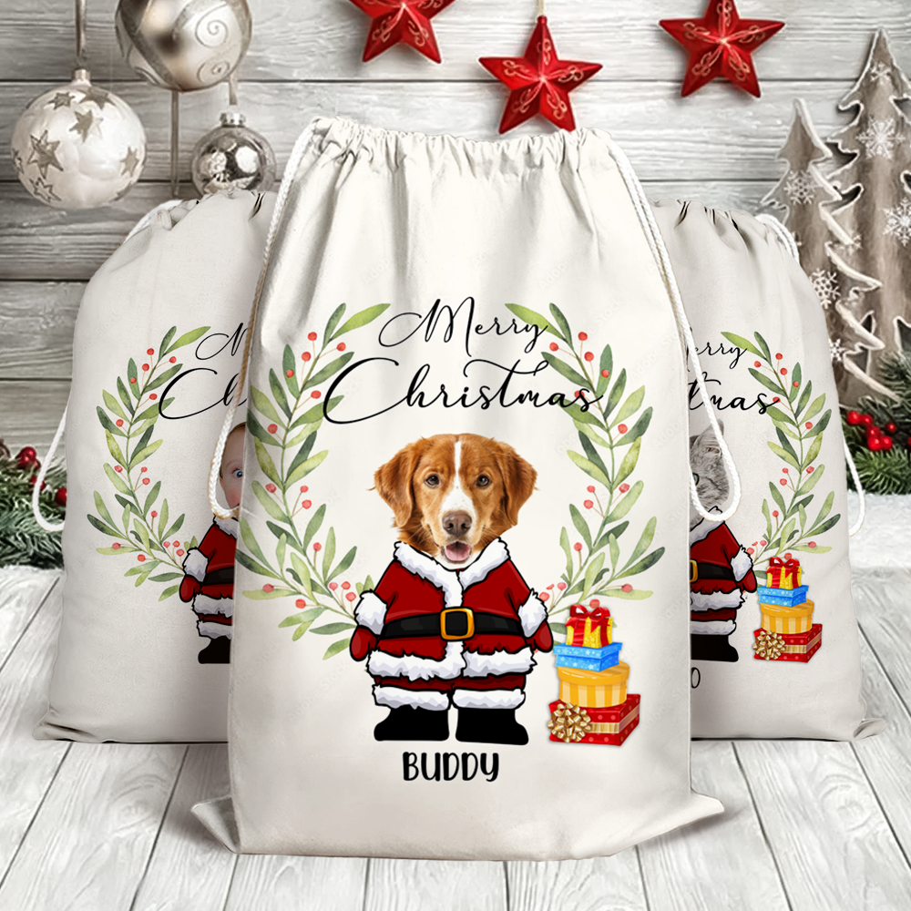 Personalised Face Photo Merry Christmas Santa Family Christmas Bag DUNG-DIEP