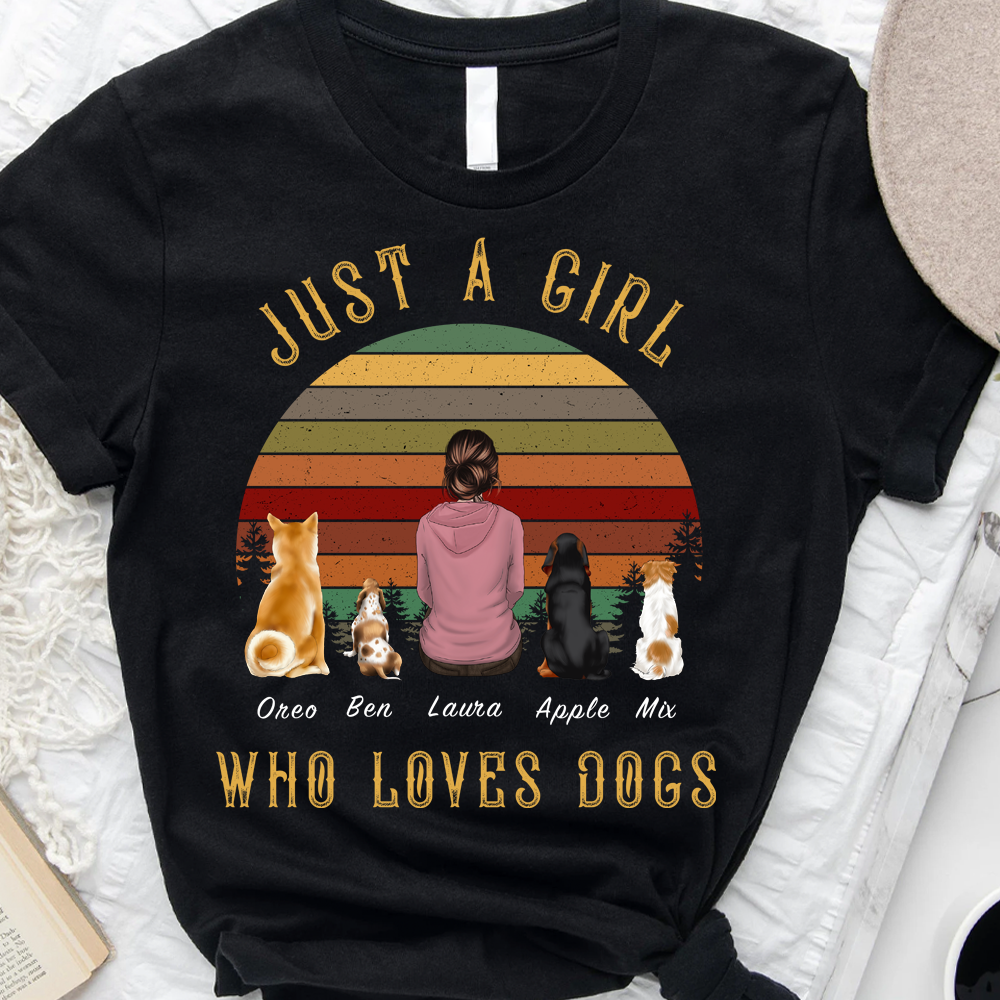 Personalized Just A Girl Who Loves Dogs T-Shirt, Gift for Dog Mom CustomCat-Dung-Diep