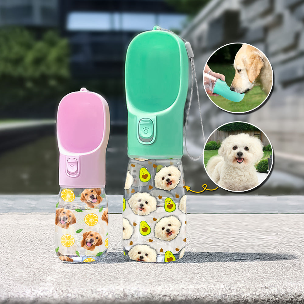 Portable Dog Water Bottle, Personalized Dogs Cats Picture Custom Photo Gift TrangYen