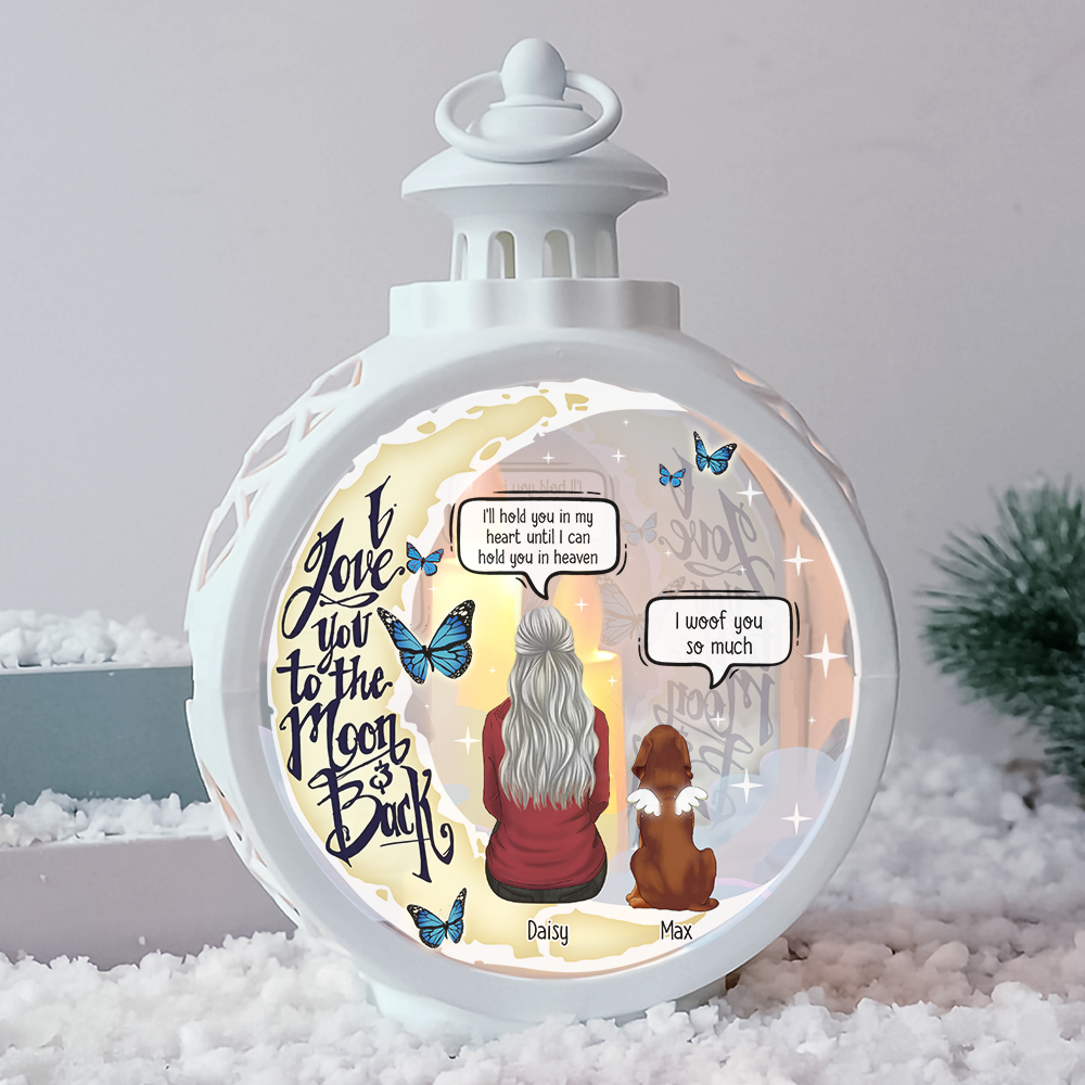 Personalized I Love You To The Moon And Back Pet Memorial LED Light Ornament, Sympathy Gift For Dog Mom YHN-THUY