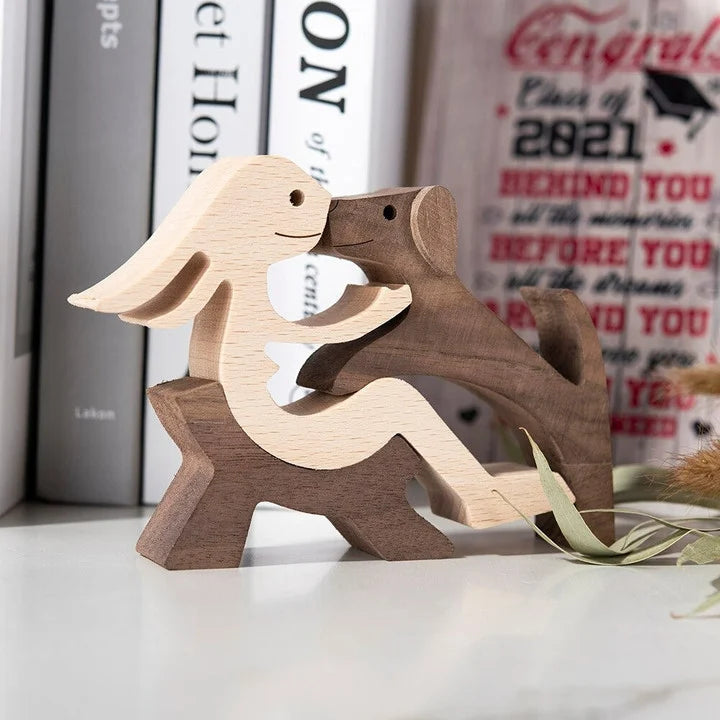 The Love Between You And Your Fur-Friend - Gift For Pet Lovers - Wooden Pet Carvings, Wood Sculpture Table Ornaments, Carved Wood Decor JonxiFon