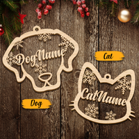 Thumbnail for Dog Cat Face With Name Wood Ornament Cutout, Christmas decor YHN-VAN